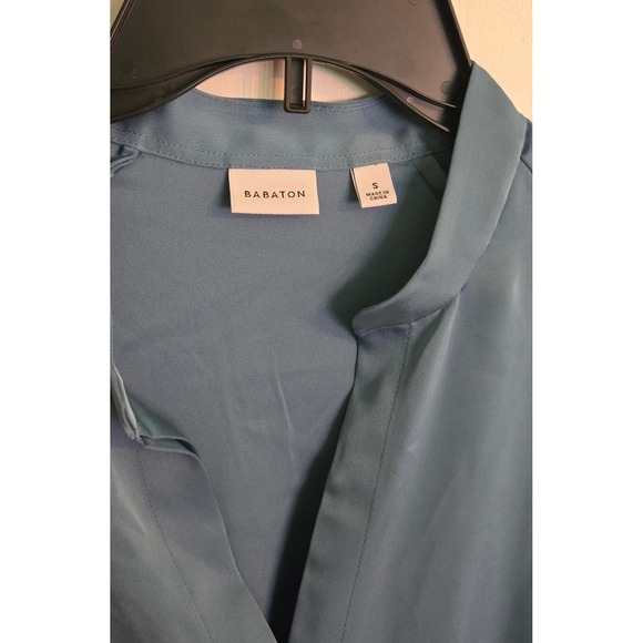 Babaton Lexington Dress Small Blue Long Sleeve Satin Shirt Dress Small NWT $ 139 - Picture 4 of 10